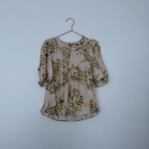 Panama Jack Olive Leaf Print Blouse